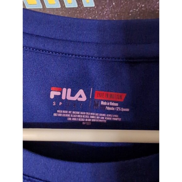 FILA SPORT Live in Motion Workout SHIRT Size M women's BLUE running Geometric - Picture 2 of 5